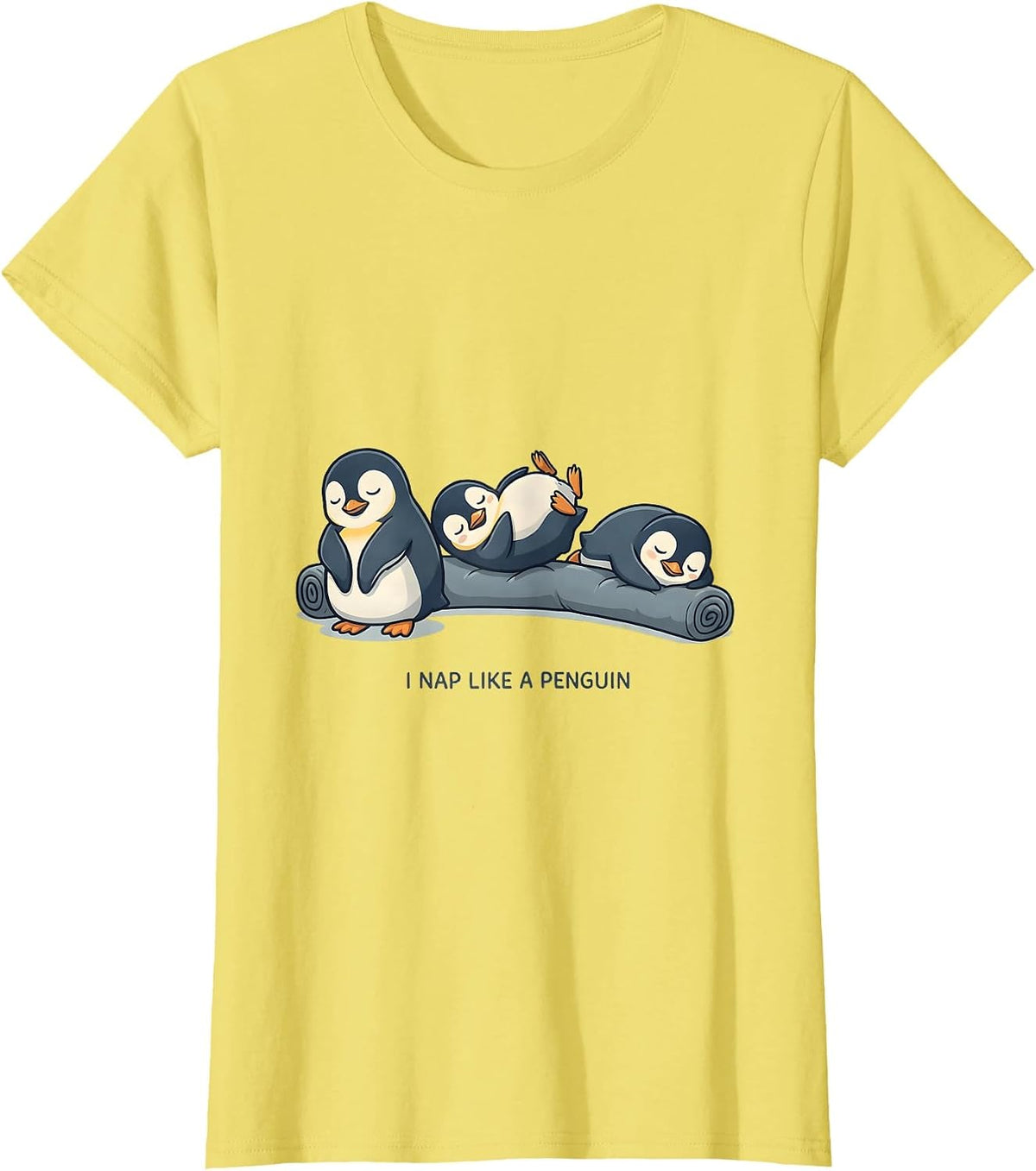 I Nap Like A Penguin Funny Animal Sleep Shirt Cute Humor T-Shirt - Lemon Yellow