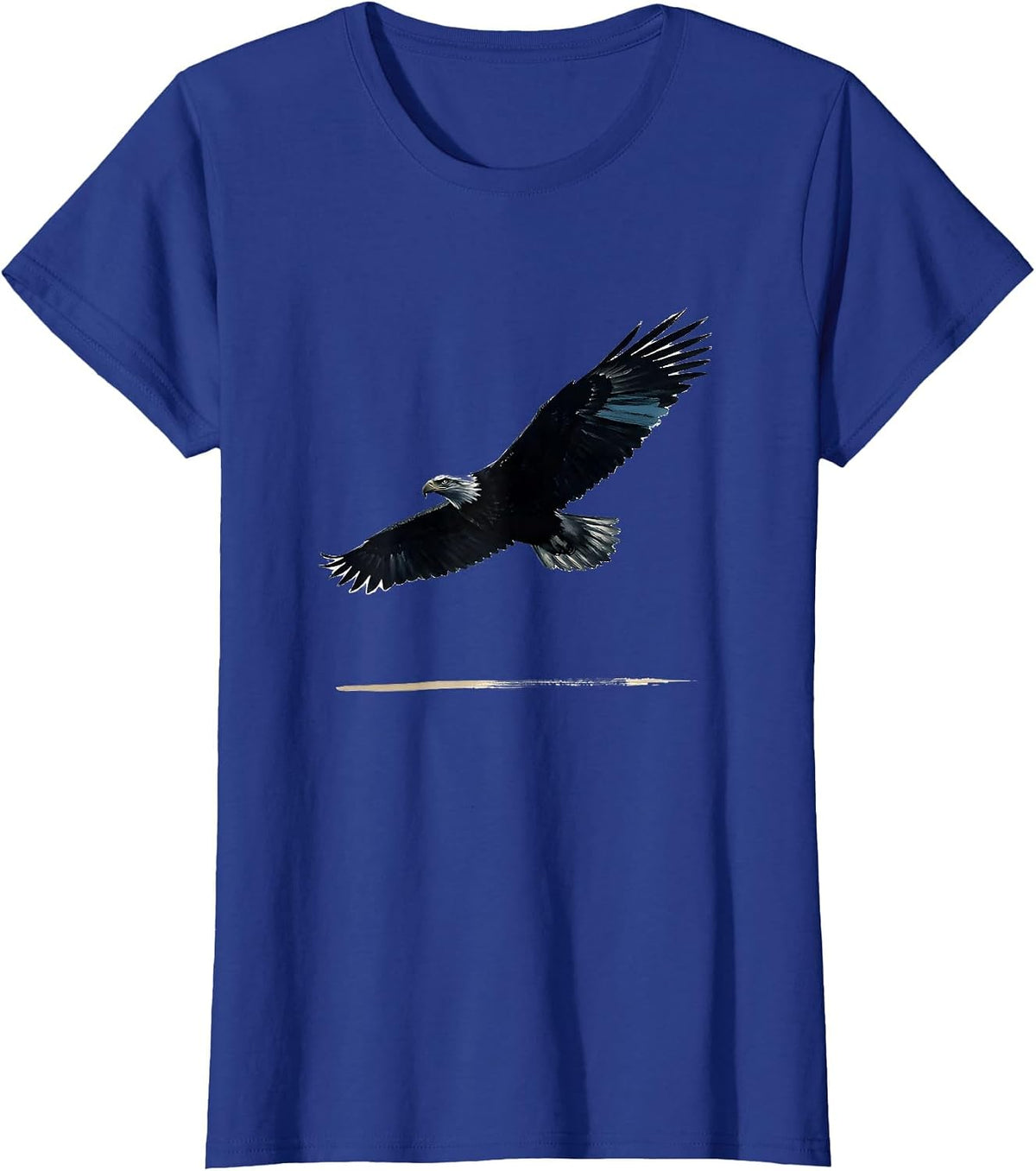 Women's Bald Eagle Silhouette Ink Brush Nature Lover T-Shirt - Royal Blue