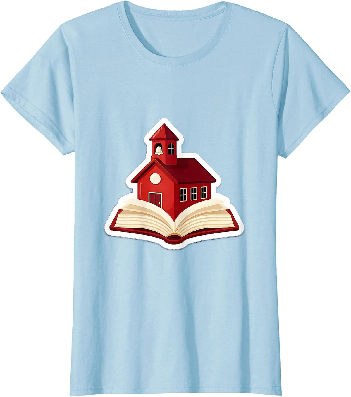 Women's Schoolhouse on Open Book Education Graphic T-Shirt - Baby Blue