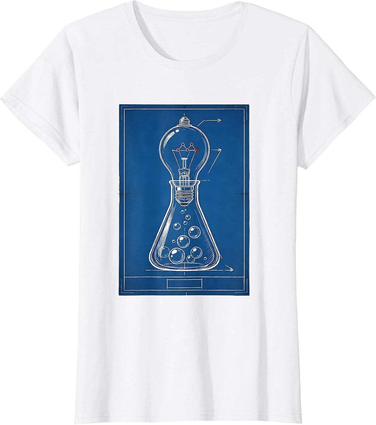 Science Teacher Chemical Flask Lightbulb Illustration T-Shirt - White