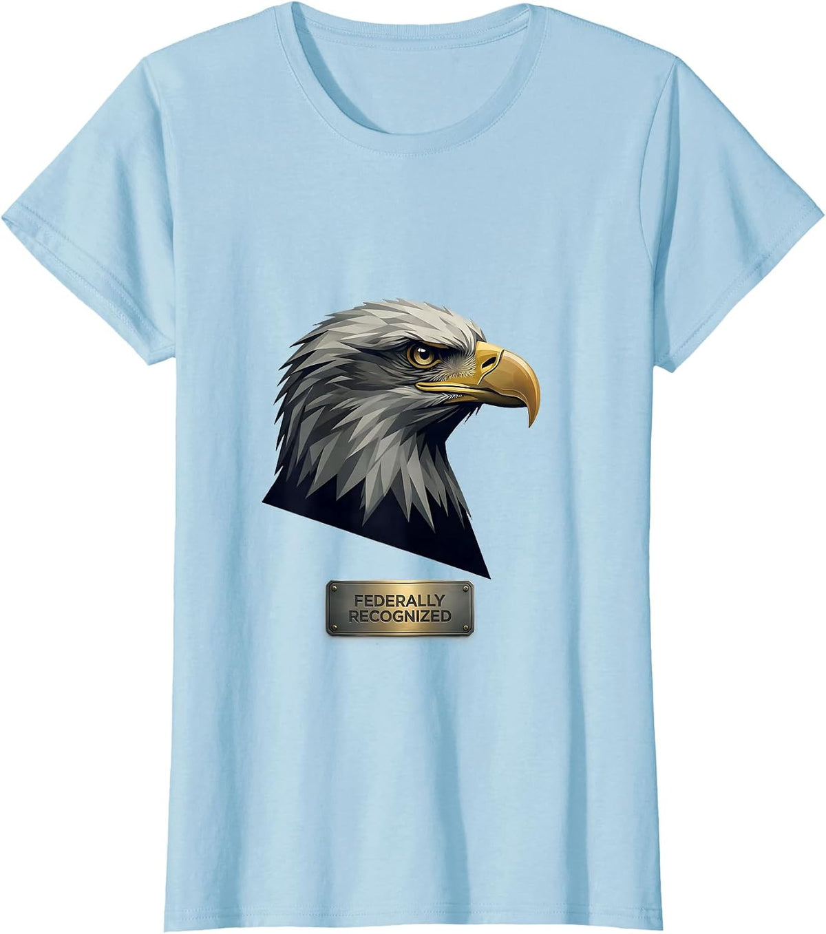 Women's Federally Recognized Editorial Conceptual Bald Eagle Mascot T-Shirt - Baby Blue