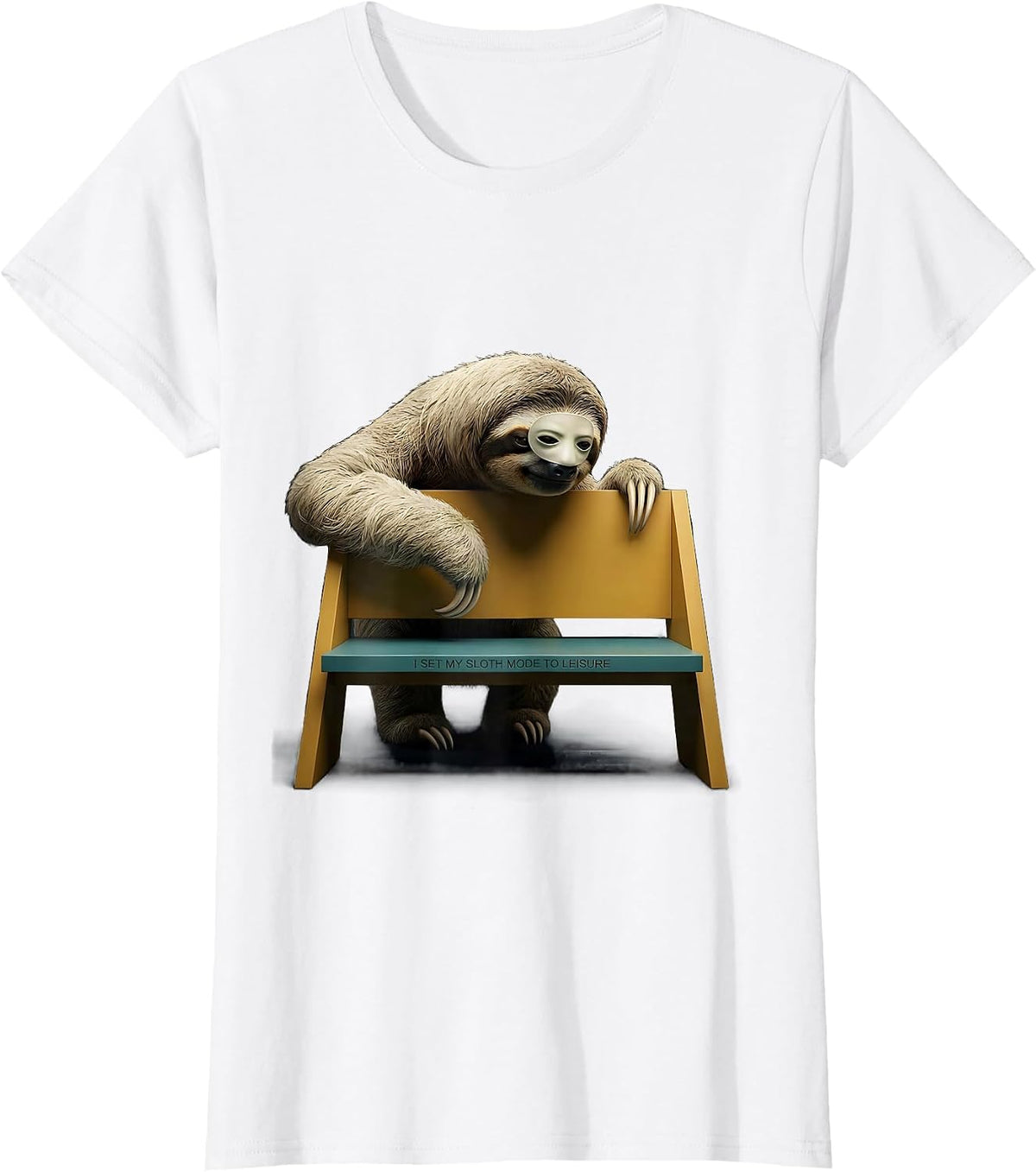 Women's I Set My Sloth Mode To Leisure Funny Sloth Humor Animal T-Shirt - White