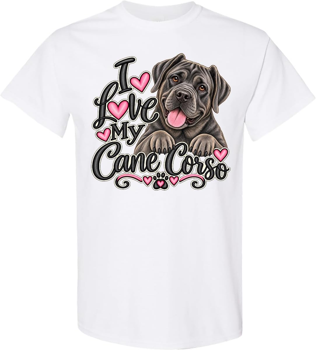 inktastic I Love My Cane Corso Dog Adult T-Shirt - 0020 White