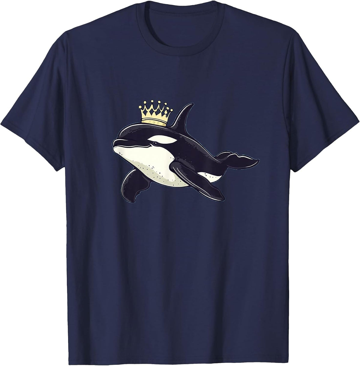 Cool Orca with Crown Costume for Whale and Kingdom Lovers T-Shirt - Navy Blue