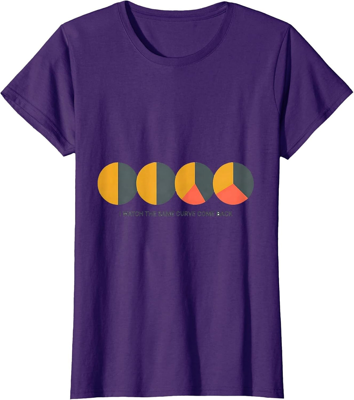 Women's I Watch The Same Curve Come Back Astronomy Moon Phase Lunar T-Shirt - Purple