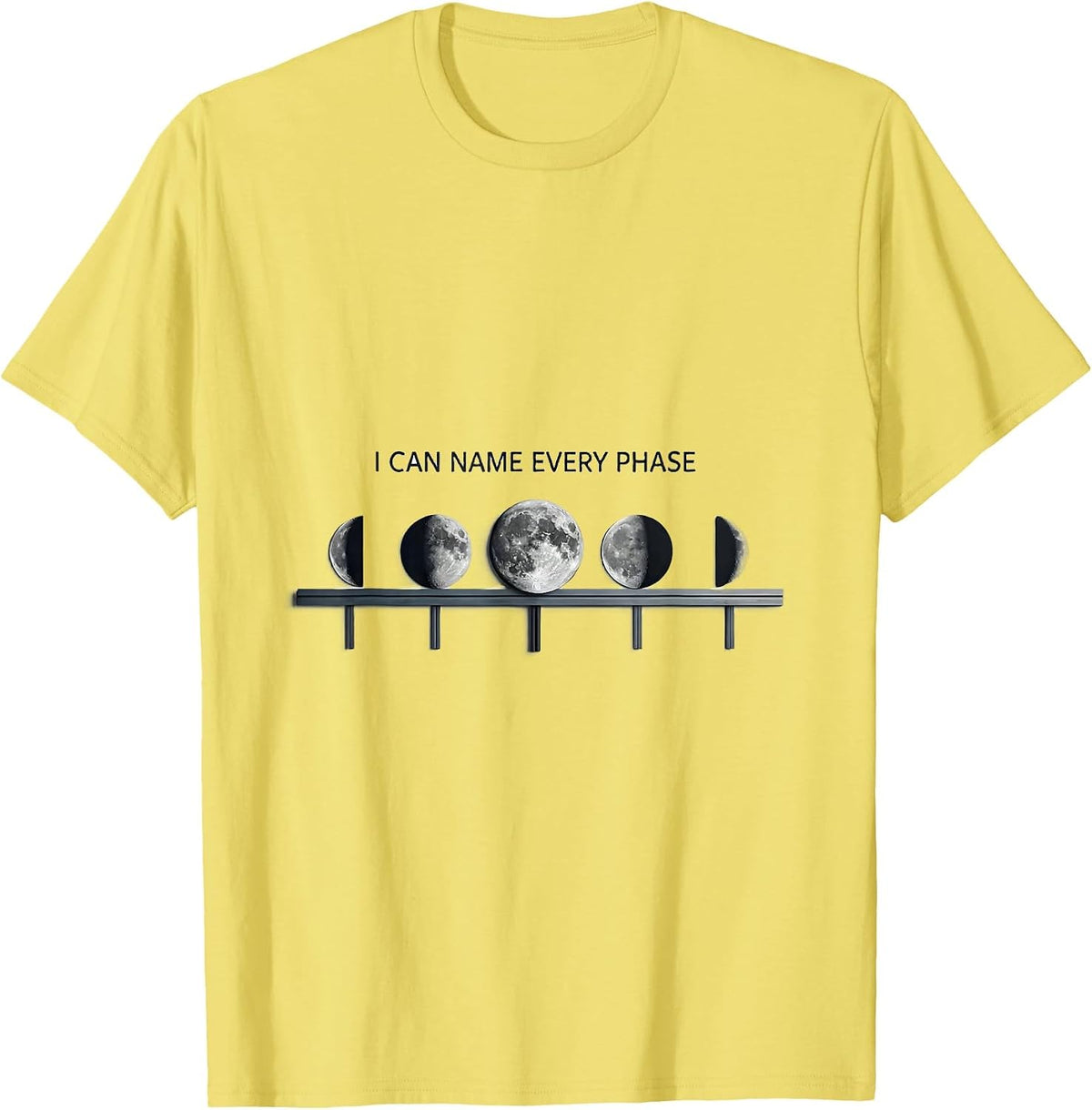 Men's I Can Name Every Phase Astronomy Lunar Cycle Celestial T-Shirt - Lemon Yellow