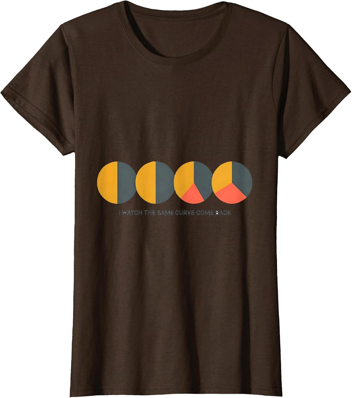 Women's I Watch The Same Curve Come Back Astronomy Moon Phase Lunar T-Shirt - Brown