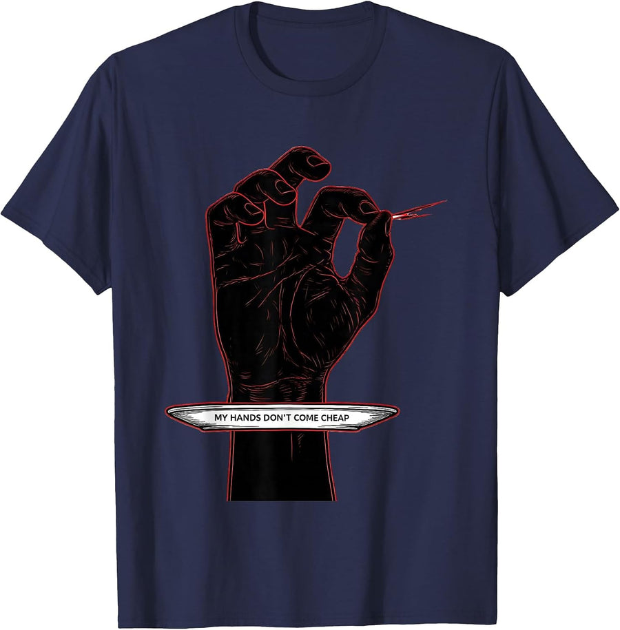 My Hands Don't Come Cheap Funny ASL Sign Language Teacher T-Shirt - Navy Blue