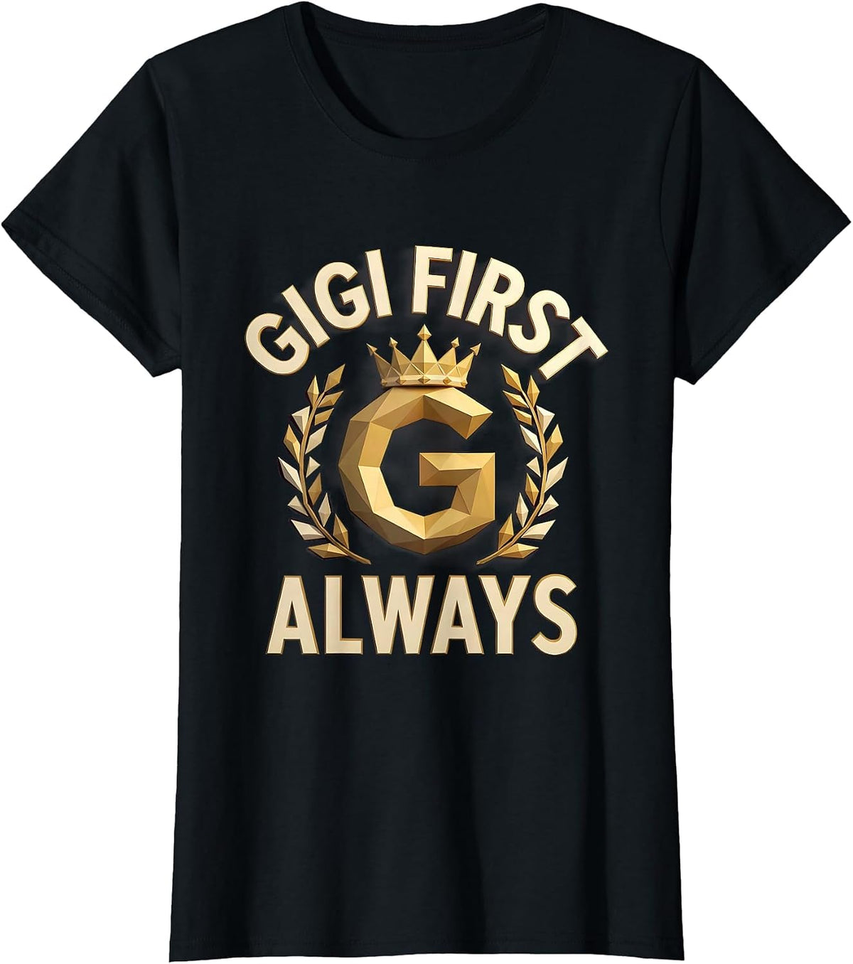 Women's Gigi First Always Grandma Pride Design T-Shirt - Black