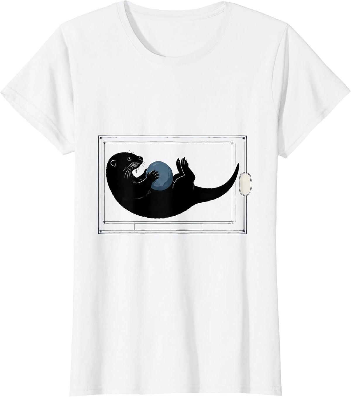 Women's Otter Silhouette Funny Otter Lover Gift For Kid Teens T-Shirt - White