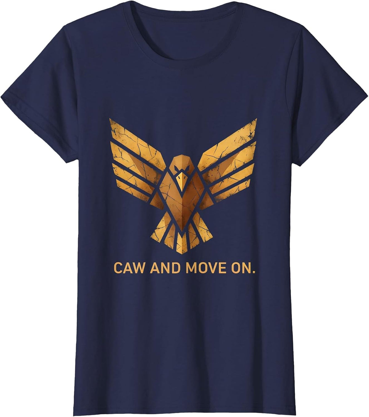Women's Caw and Move On Funny Crow Bird Design T-Shirt - Navy Blue