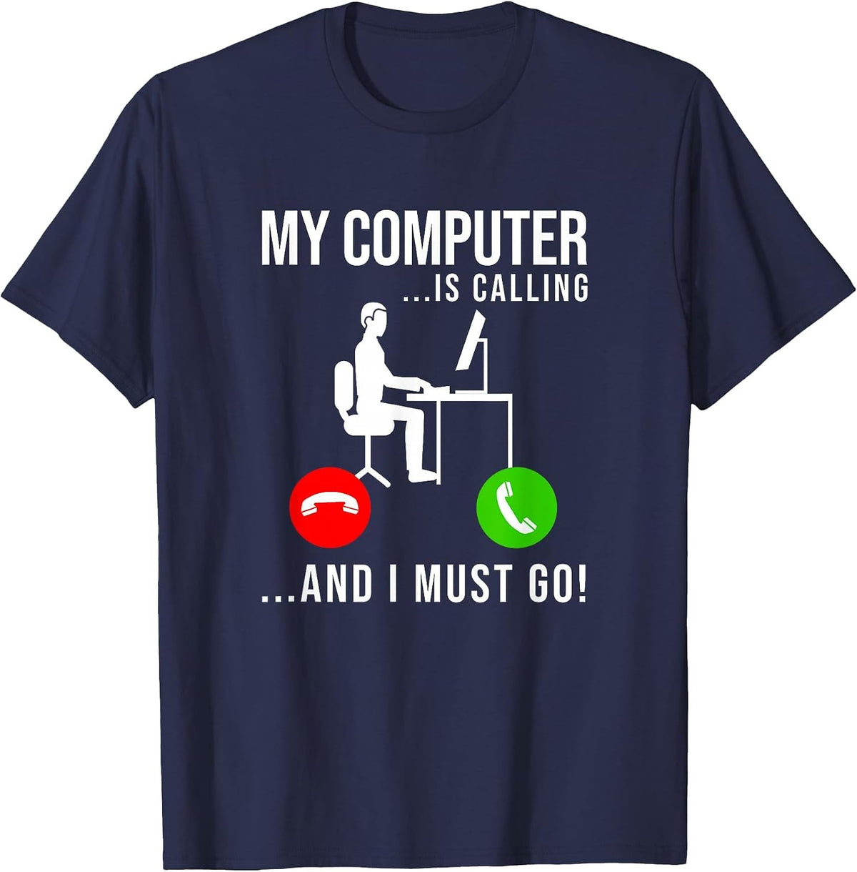 My Computer is Calling - Code Developer Computer Nerd Coder T-Shirt - Navy Blue