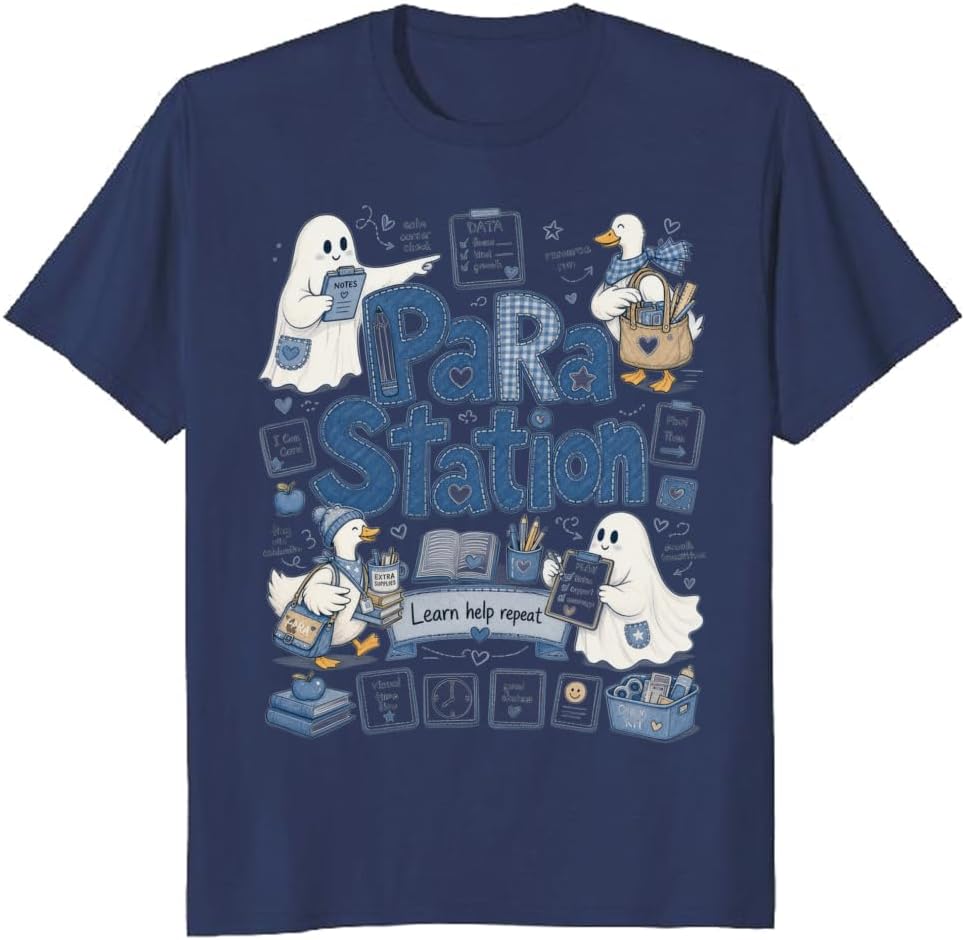 School Paraprofessional T-Shirt Goose Doodle Halloween Tee - S5