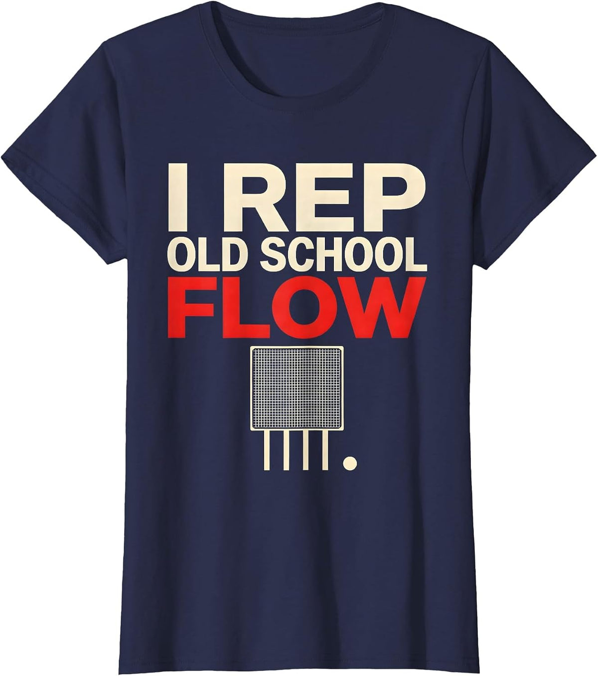 Women's I Rep Old School Flow Geometric Hip Hop Rap Nostalgia T-Shirt - Navy Blue