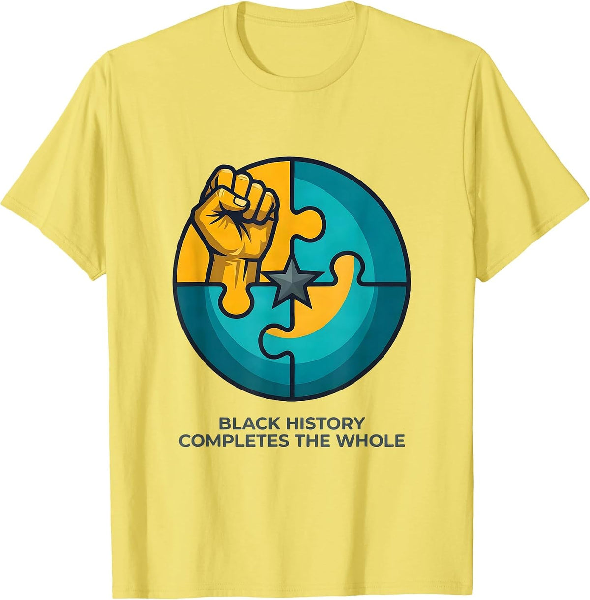 Men's Black History Completes The Whole Equality Greater T-Shirt - Lemon Yellow