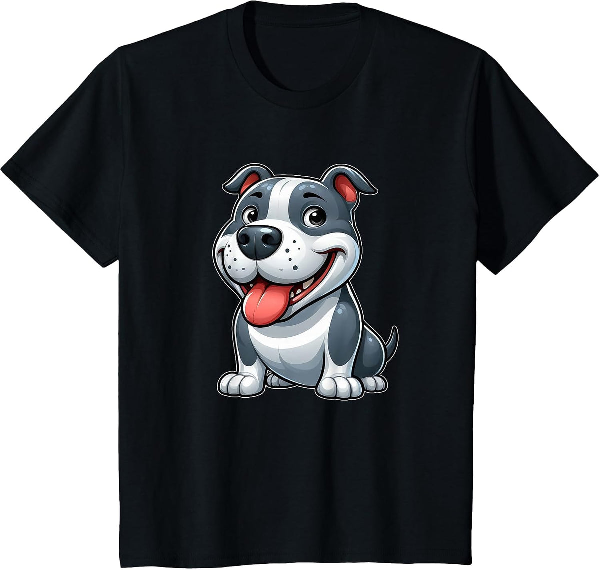 Cute Cartoon American Staffordshire Terrier T-Shirt - Black