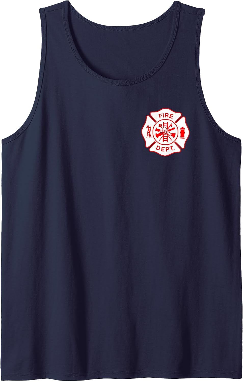 Fire Department Maltese Cross Firefighter Sleeveless Tank Top - Navy Blue