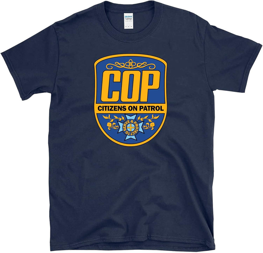 COP - Citizens On Patrol - Classic Logo Police Parody Cosplay T-Shirt - Navy