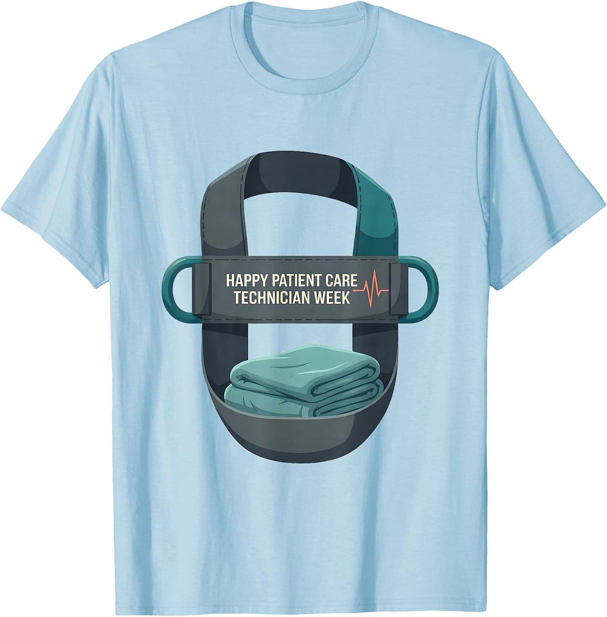 Men's Happy Patient Care Technician Week Flat Vector Appreciation T-Shirt - Baby Blue