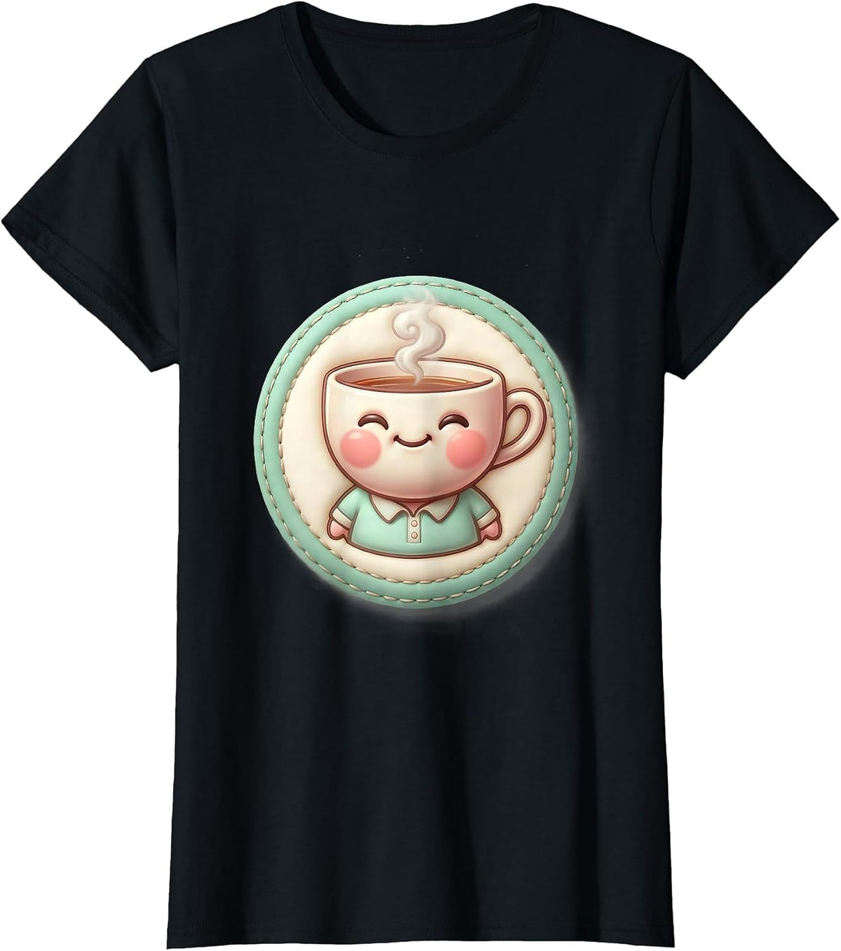 Cute Kawaii Teacup Character Tea Lover Humor T-Shirt - Black