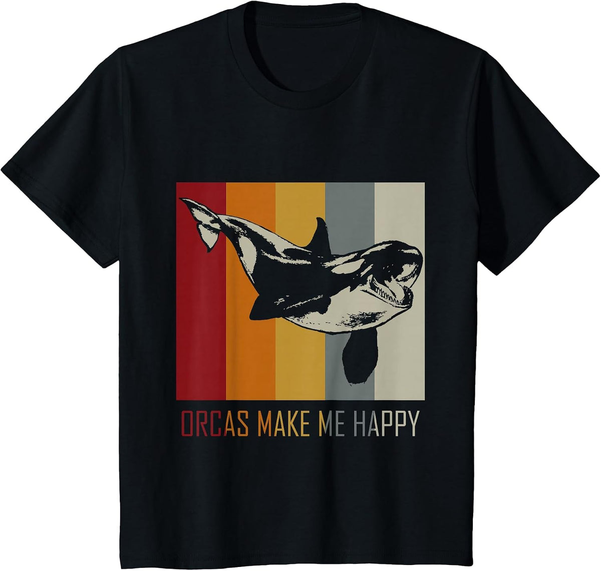 Orcas Make Me Happy Killer Whale T-Shirt T-Shirt - Black
