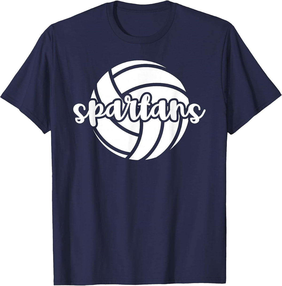 Spartans Volleyball Team Mascot School Spirit Game Night T-Shirt - Navy Blue