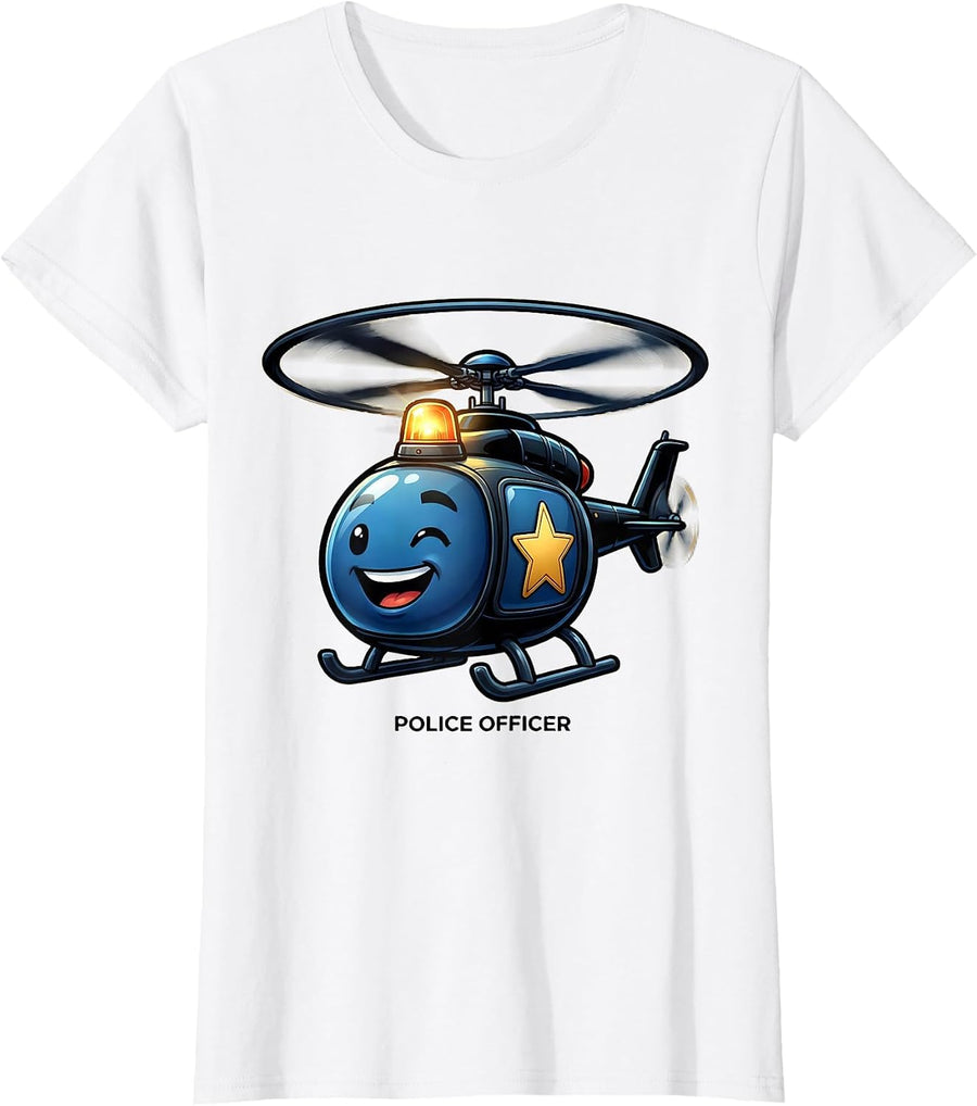 Women's Police Officer Cartoon Halloween Costume Kids Future Police T-Shirt - White