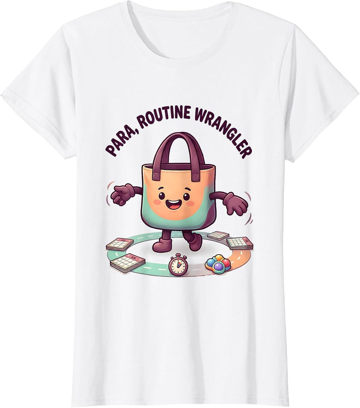 Women's Para Routine Wrangler Cute Kawaii Paraprofessional Support T-Shirt - White