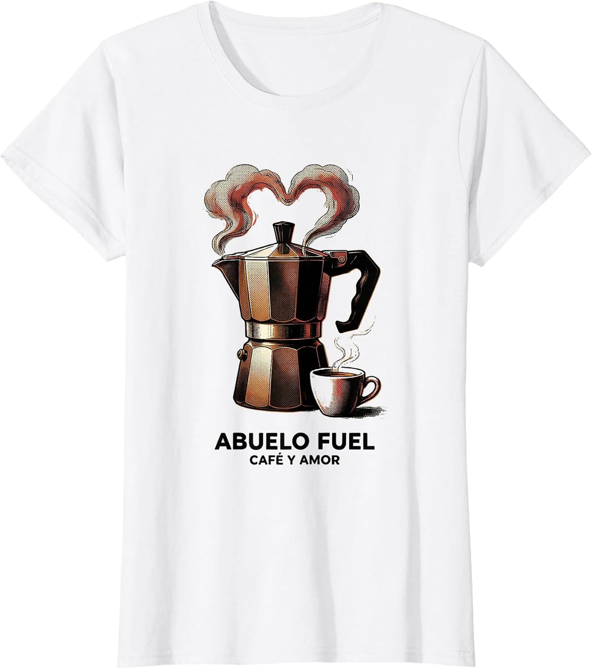 Abuelo Fuel Cafe y Amor Grandpa Design T-Shirt - White