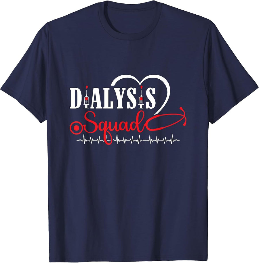Dialysis Squad Dialysis Technician Hemodialysis Nephrology T-Shirt - Navy Blue
