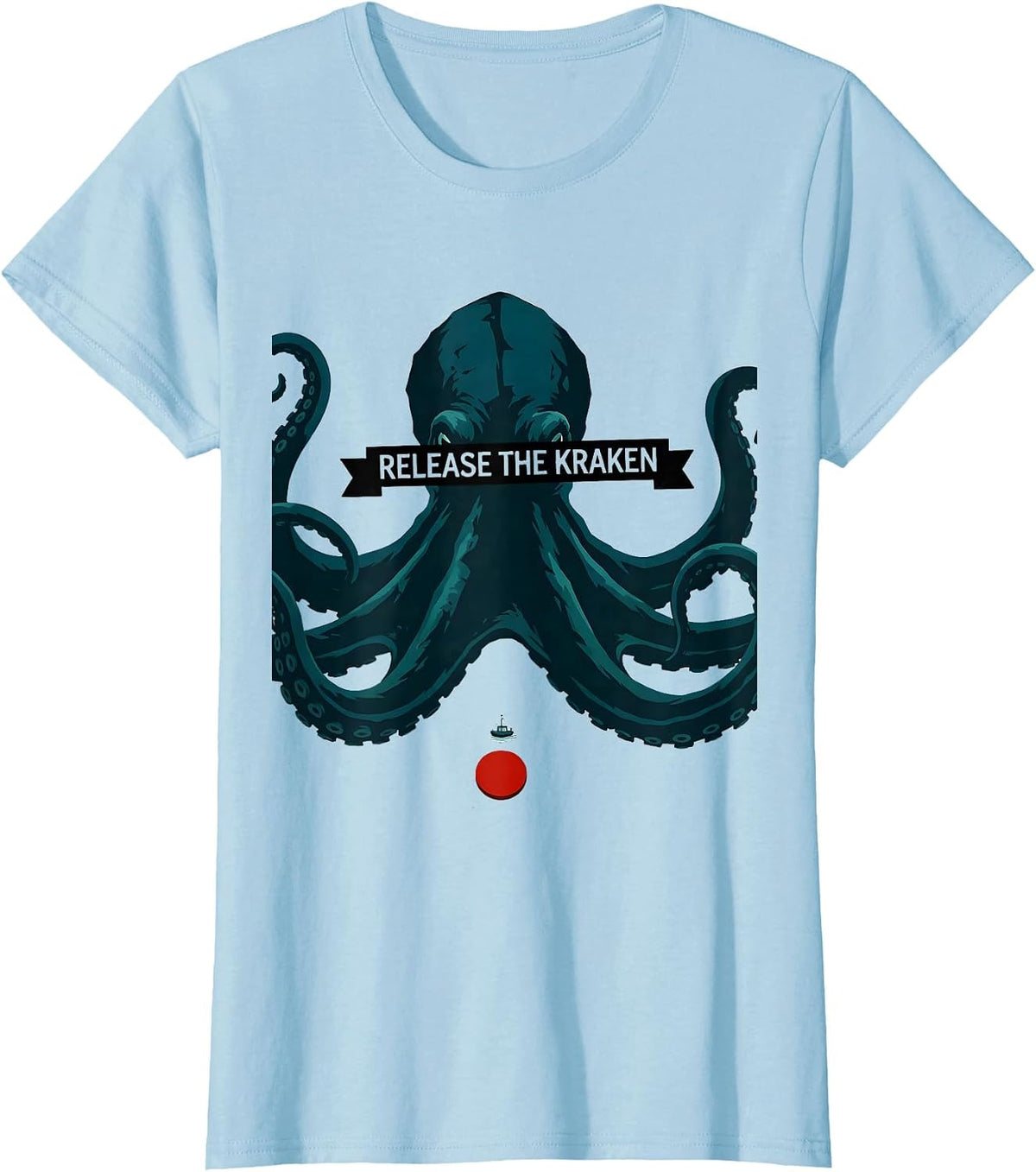 Release The Kraken Vintage Kraken Octopus Sea Creature T-Shirt - Baby Blue