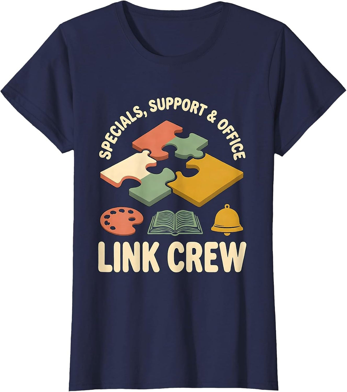 Women's Specials Support Office Link Crew Teacher Appreciation Back T-Shirt - Navy Blue