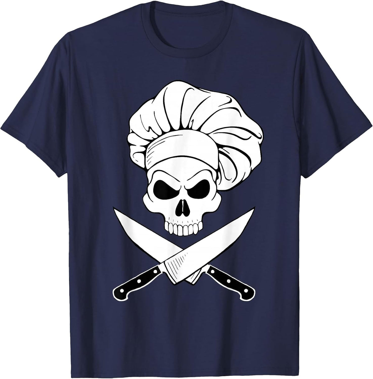 Chef Skull and Crossbones Knives Tshirt T-Shirt - Navy Blue