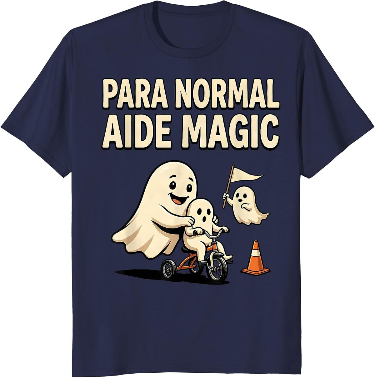 Para Normal Aide Magic Funny Ghost Paraprofessional T-Shirt - Navy Blue