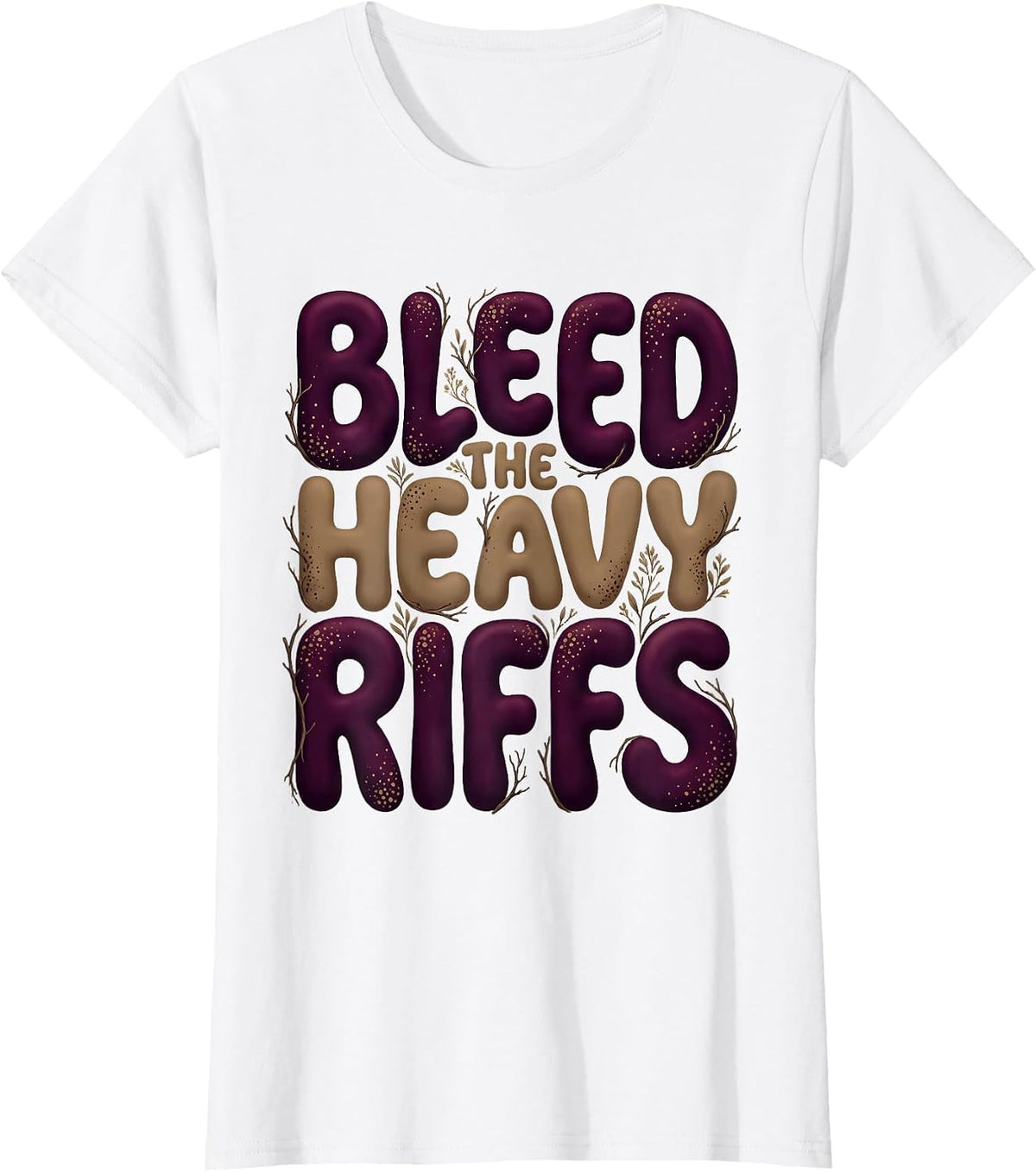 Bleed the Heavy Riffs Metal Music Design T-Shirt - White