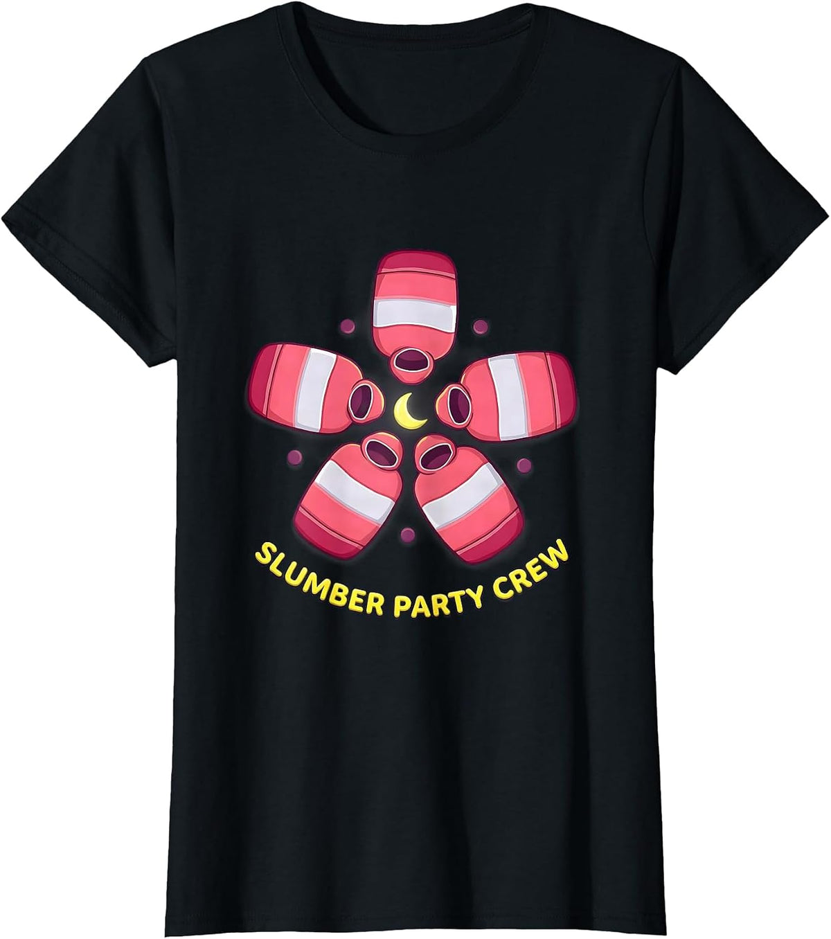 Women's Slumber Party Crew Gummy Jelly Pop Matching Group Gift T-Shirt - Black