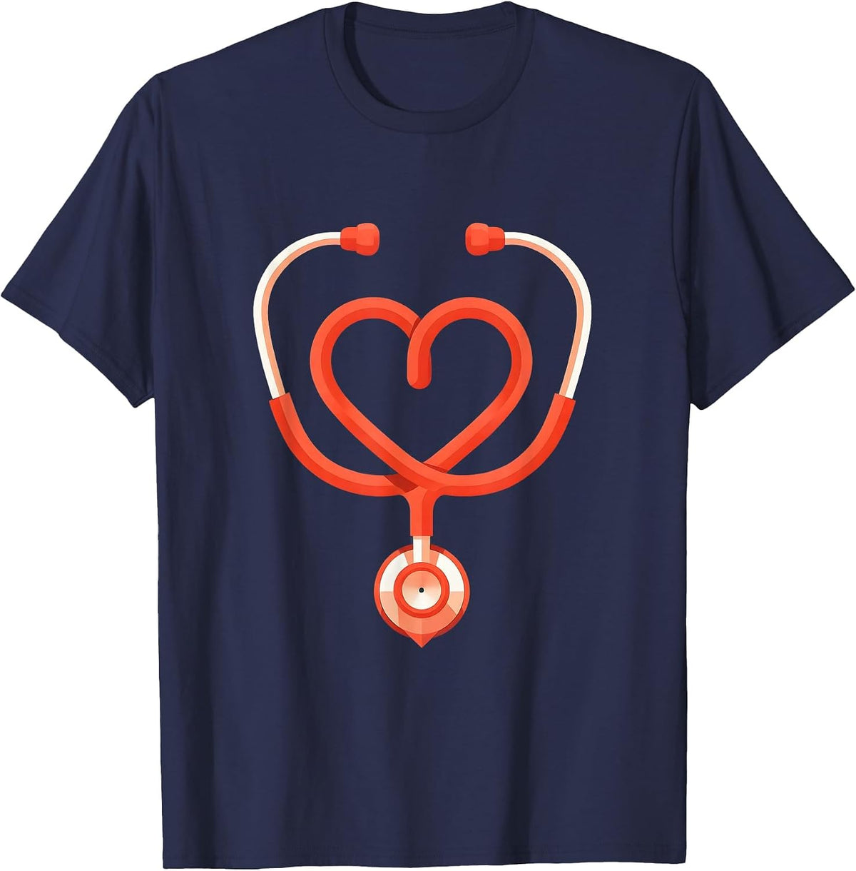 Stethoscope Heart Medical Assistant Gift T-Shirt - Navy Blue