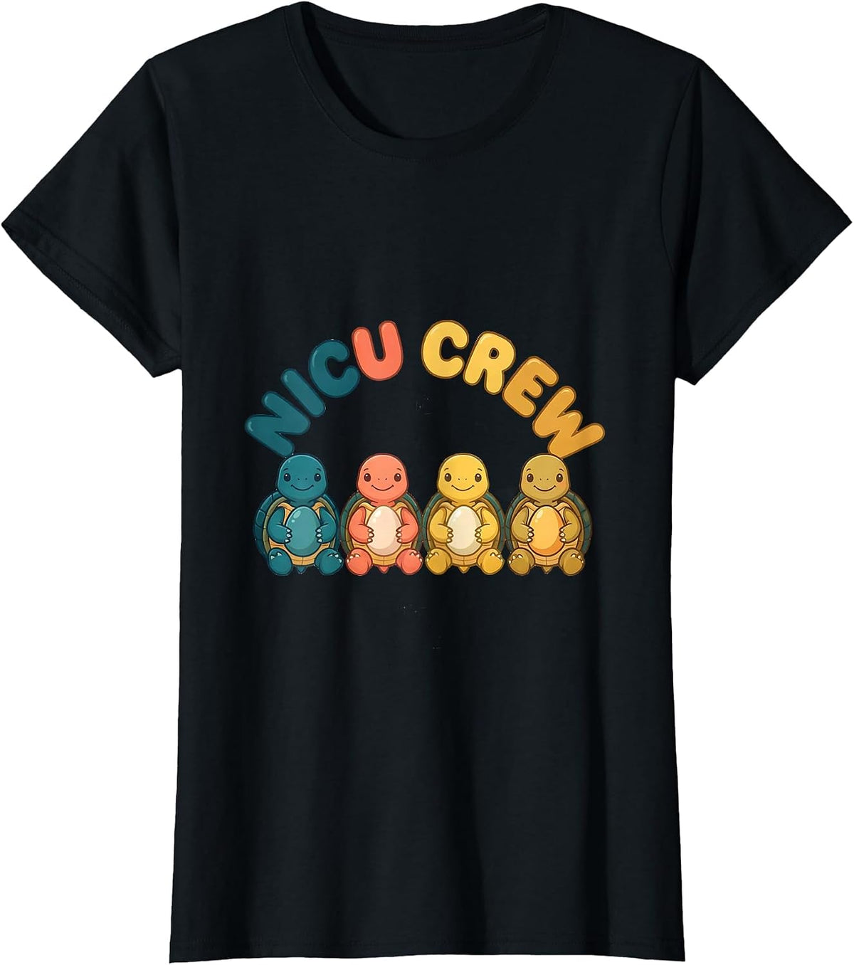 Women's NICU Crew Cute Animal Pediatric Nurse Practitioner Pride T-Shirt - Black