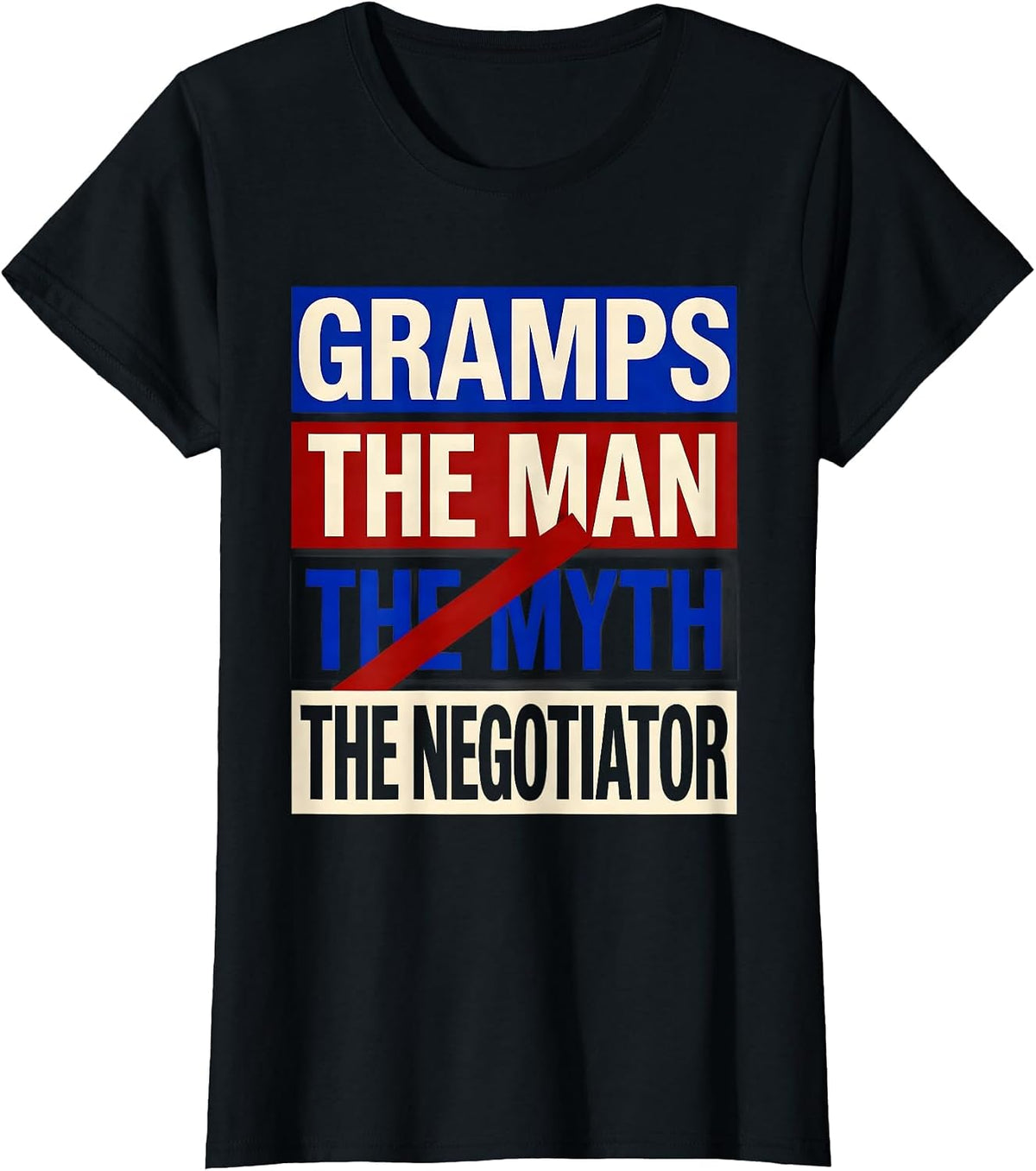 Women's Gramps The Man The Myth The Negotiator Funny Grandpa Gift T-Shirt - Black