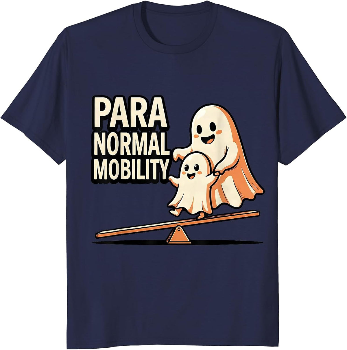 Men's Para Normal Mobility Funny Ghost Paraprofessional Halloween T-Shirt - Navy Blue