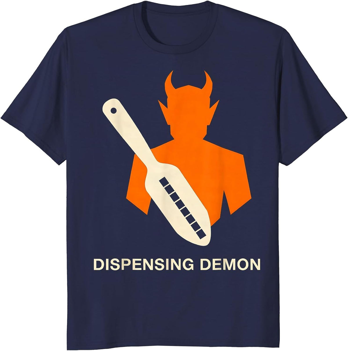 Dispensing Demon Stencil Graphic Pharmacy Tech Halloween T-Shirt - Navy Blue