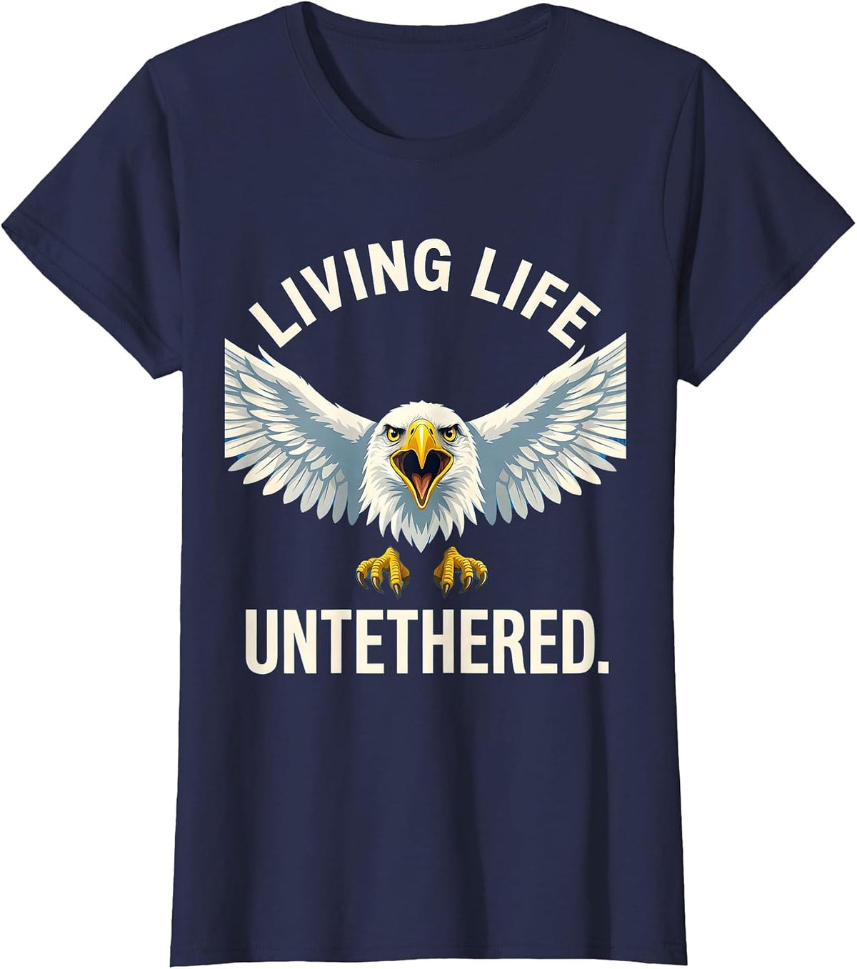 Women's Living Life Untethered Freedom Graphic Design T-Shirt - Navy Blue