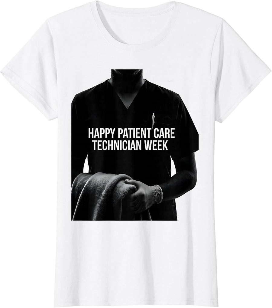 Women's Happy Patient Care Technician Week Appreciation Gift PCT T-Shirt - White