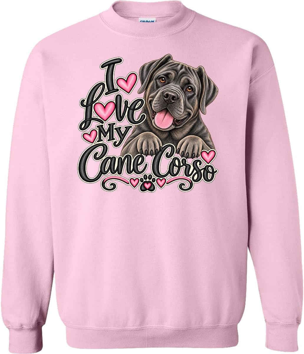 inktastic I Love My Cane Corso Dog Adult Sweatshirt - Pink