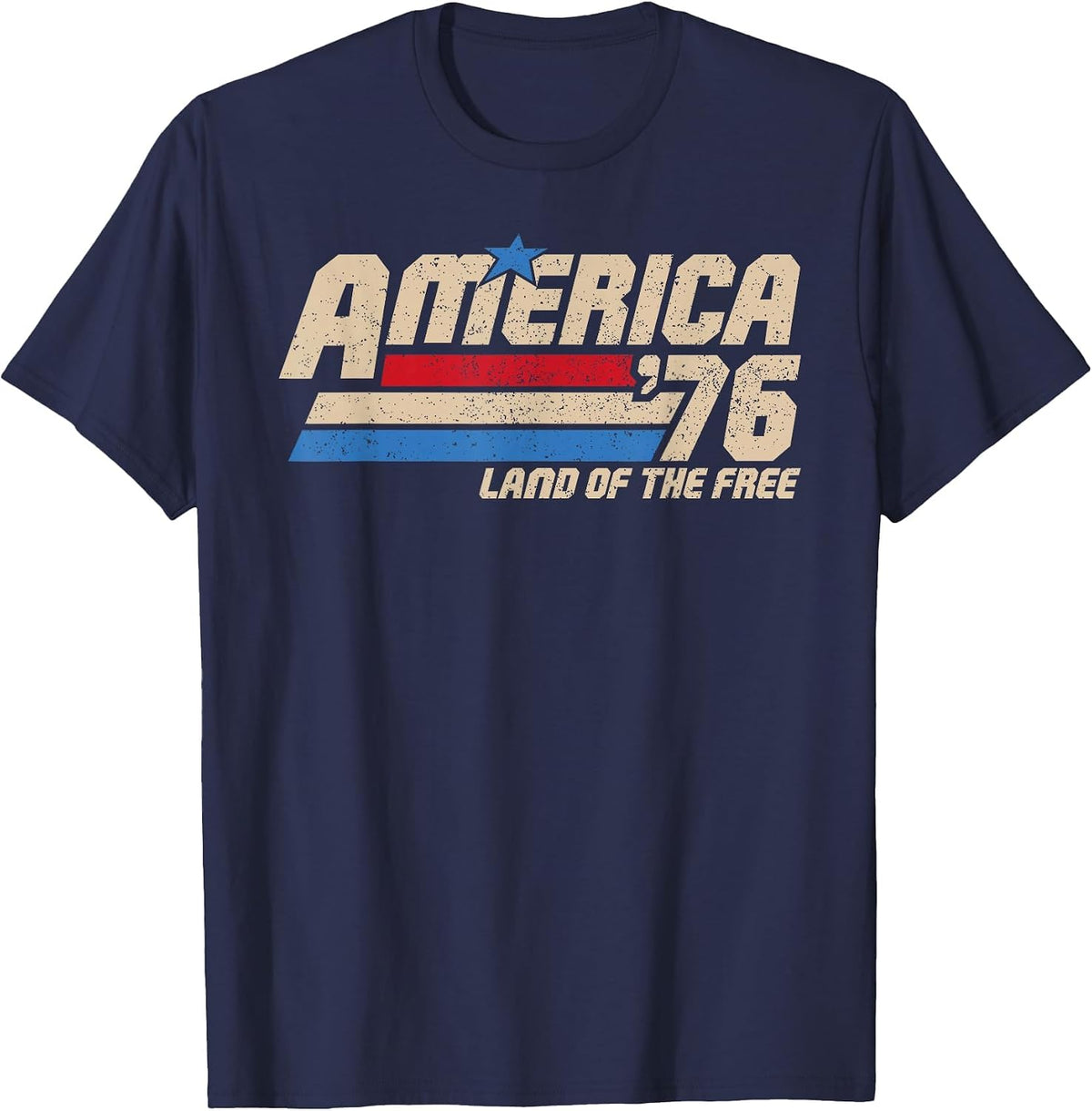America 1776 Patriotic Vintage USA Flag Retro 4th of July T-Shirt - Navy Blue