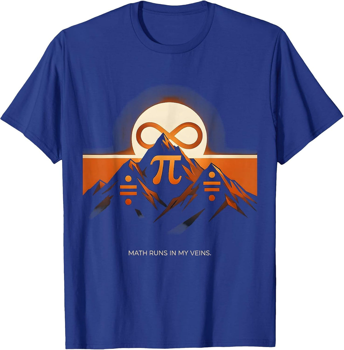 Math Runs In My Veins Math Teacher Design T-Shirt - Royal Blue