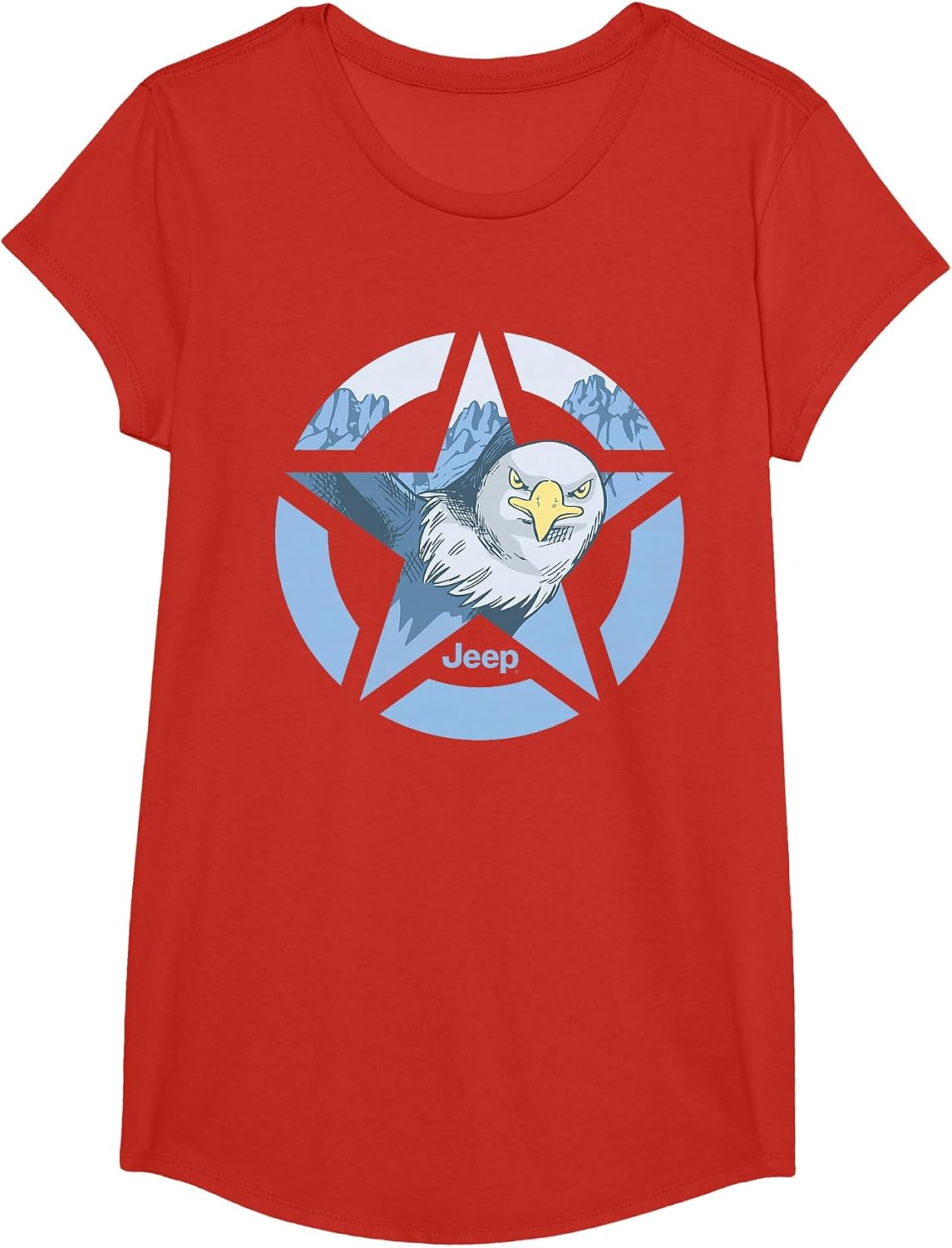 Jeep Star Eagle Officially Licensed T-Shirt - Girls Red