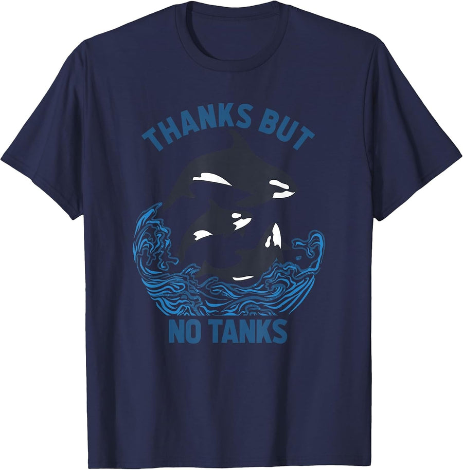Save Orcas Thanks But No Tanks Shirt Thanks But No Tanks T-Shirt - Navy Blue