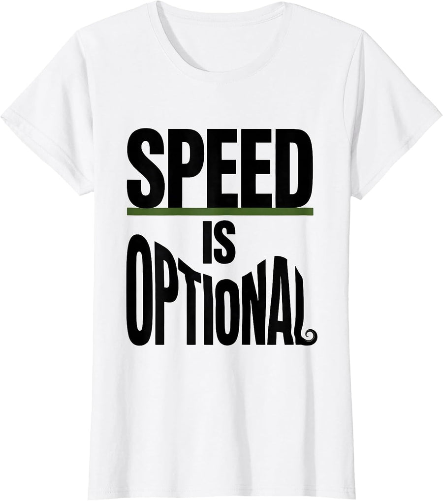 Women's Speed Is Optional Funny Sloth Lover Lazy Humor Gift T-Shirt - White