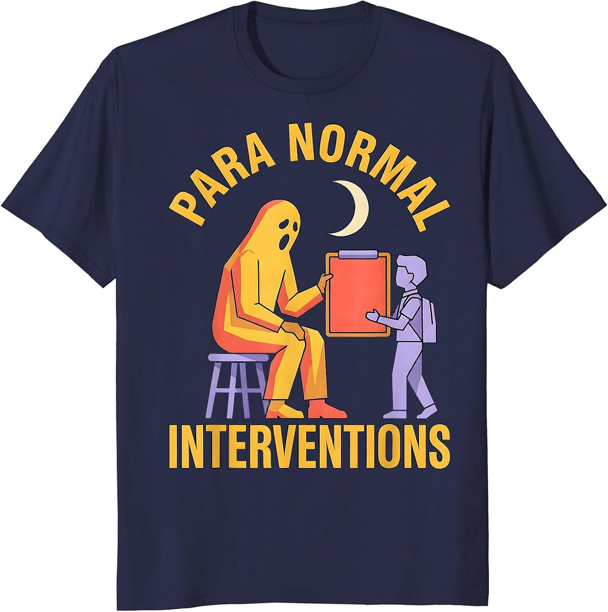 Para Normal Interventions Funny Ghost Paraprofessional T-Shirt - Navy Blue